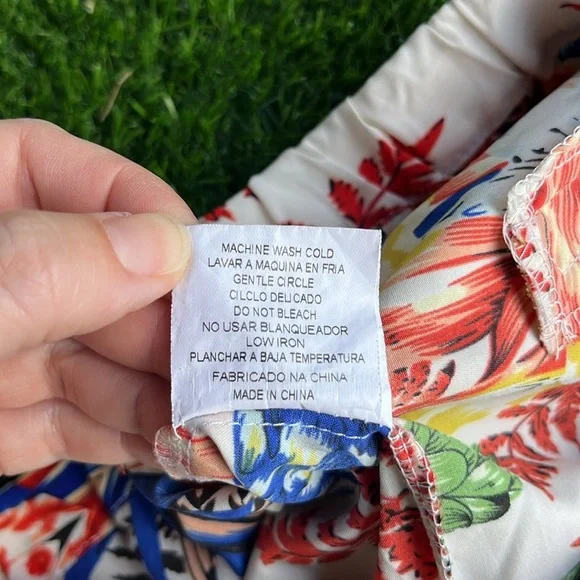 MIROA Tropical Floral Colorful Print Wide Leg Pants size small - Picture 7 of 7